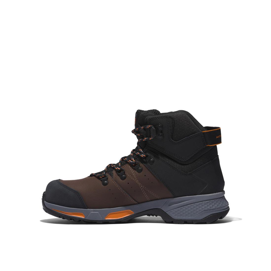 Switchback 6 Inch Composite Toe Waterproof Work Boots for Men - Brown Safety Shoes for Construction, Hiking & Outdoor Work