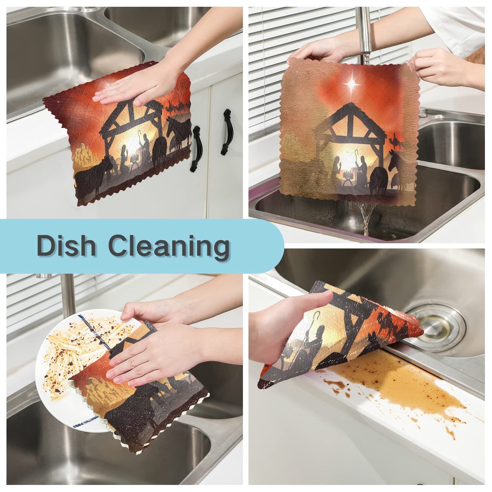 ALAZA Super Absorbent Lint-Free Dish Towels Set of 6 - 11