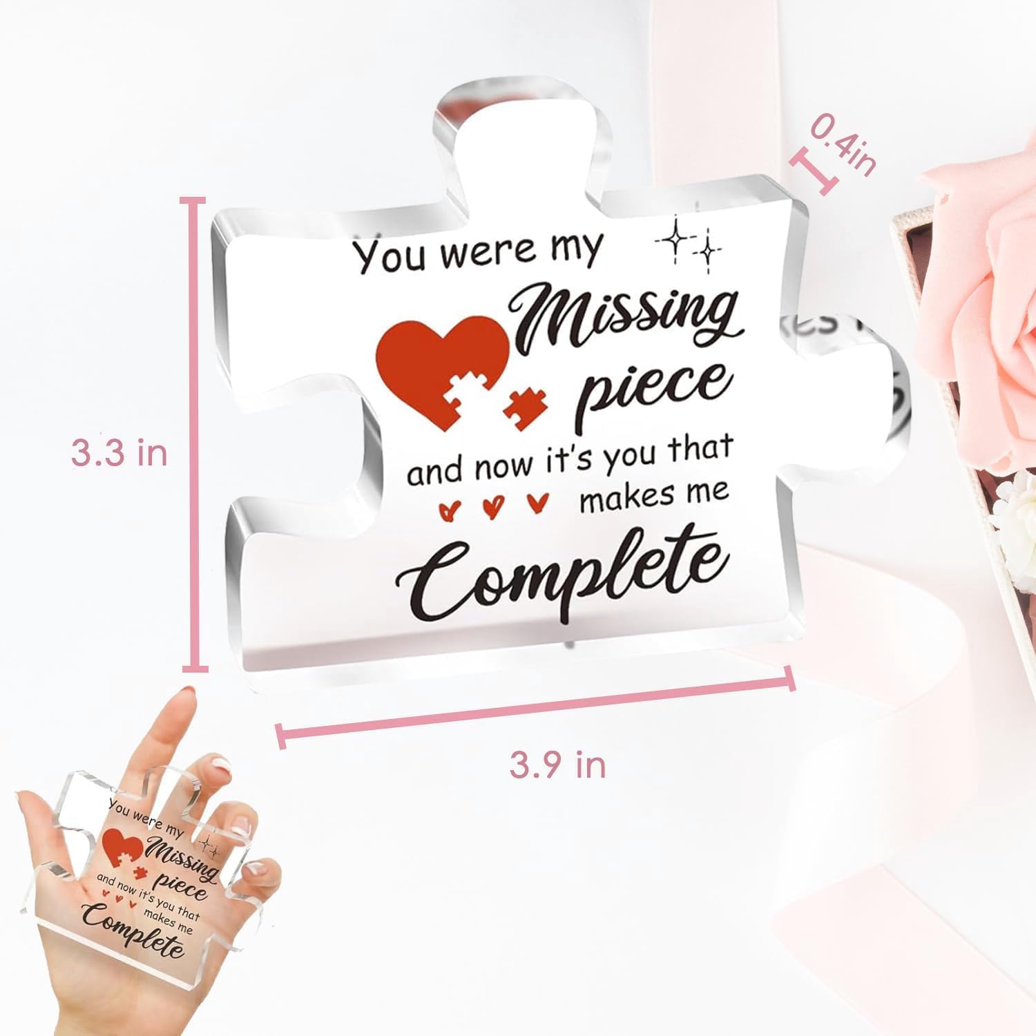 Personalized Engraved Acrylic Puzzle Plaque - Romantic Couples Gift for Valentine's Day, Anniversary & Birthday - Unique Present for Her/Him, Girlfriend/Boyfriend, Wife/Husband - Perfect for Home Decor, Wedding Keepsake & Romantic Surprises