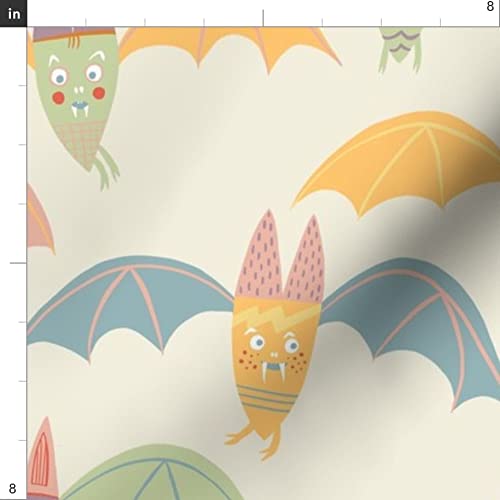 Pastel Bats Halloween Printed Minky Fabric Fat Quarter - Soft Plush Fabric for Sewing Baby Blankets, Quilt Backing & DIY Crafts - Perfect for Halloween Decor, Nursery Projects & Cozy Home Accessories