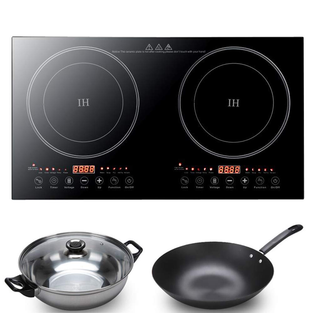 110V 2400W Portable Induction Cooktop - Dual Burner Electric Stove with Digital Ceramic Black Crystal Panel - 1200W x 2 Countertop Induction Cooker for Home Kitchen, Camping & Outdoor Cooking