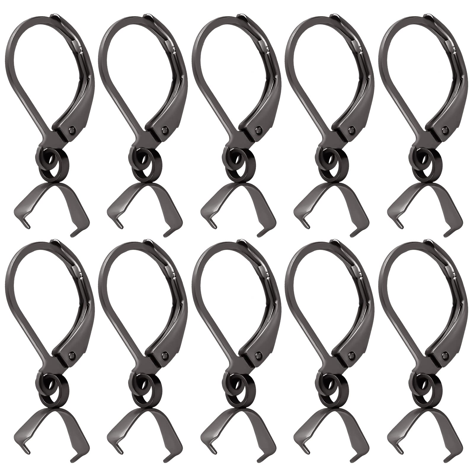 Beebeecraft 50Pcs Stainless Steel Leverback Earring Hooks with Pendant Clasp - Black Jewelry Making Supplies for DIY Earrings, Necklaces & Handmade Crafts