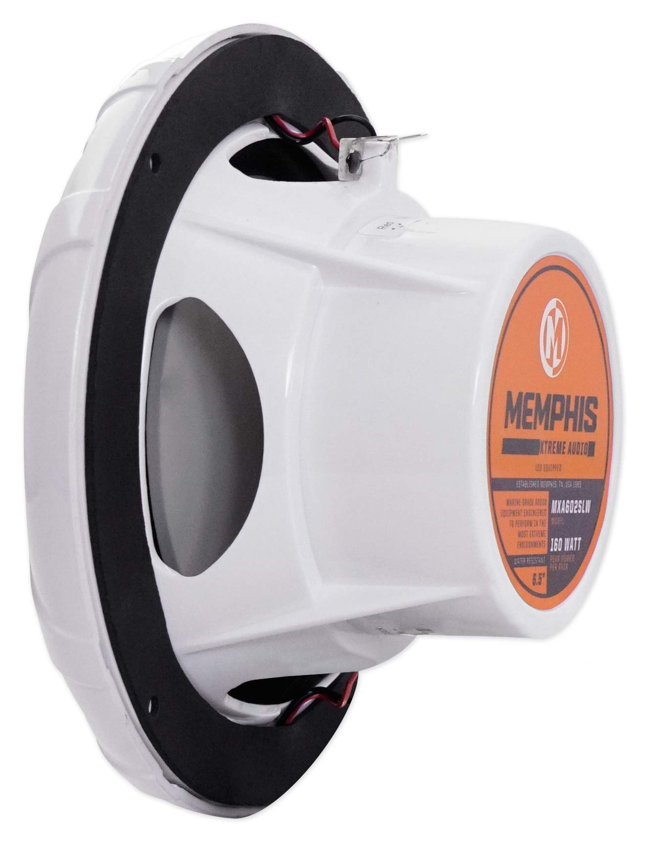 Memphis Audio MXA602SLW 80 Watt 6.5 Inch White Marine LED Speakers - Waterproof Boat Stereo System for Outdoor Marine Use on Boats, Yachts, and Pool Areas