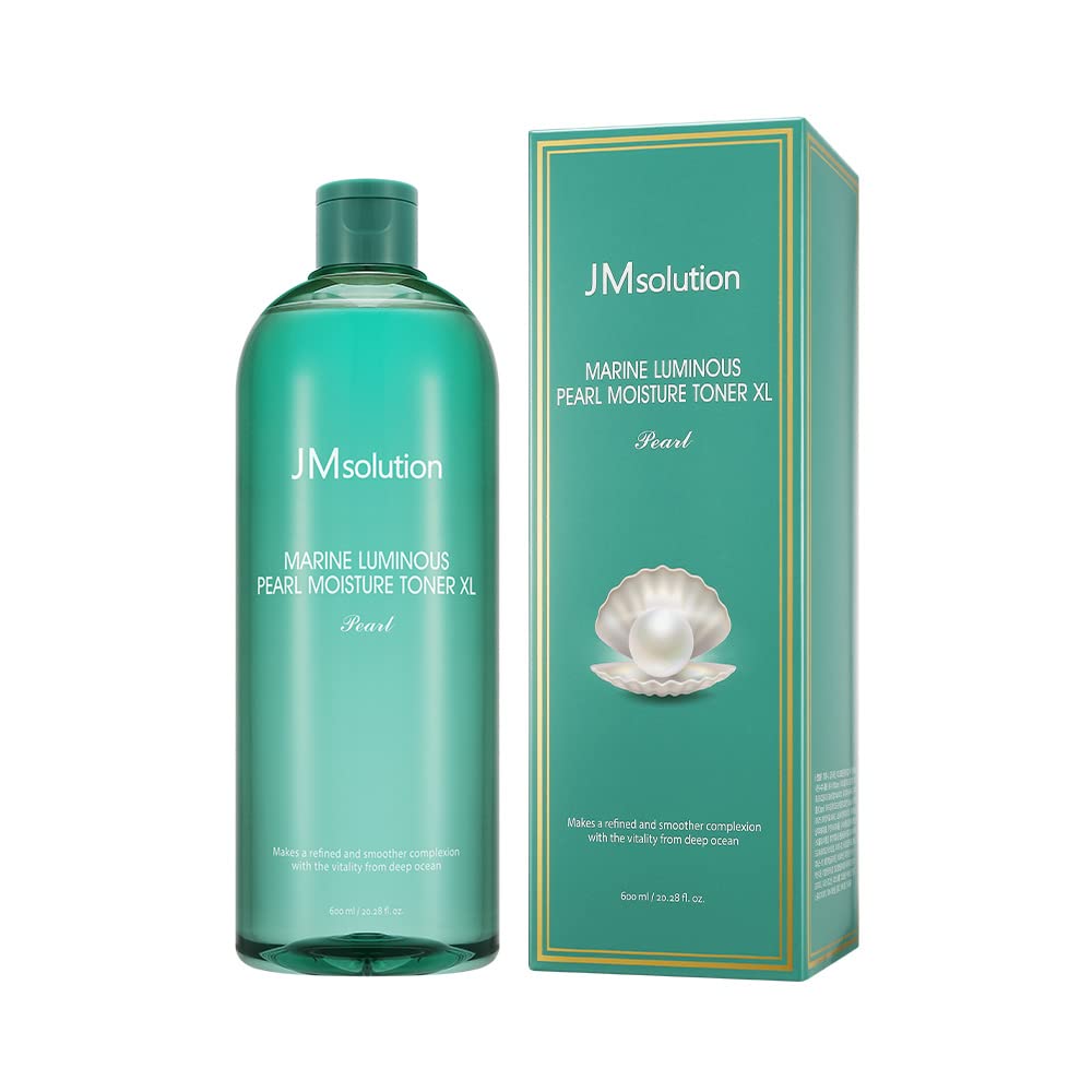 JMsolution Marine Luminous Pearl Moisture Toner X-Large 20.28 fl oz - Korean Hydrating Facial Toner for Glowing Skin | Brightening & Moisturizing Skincare for Dry & Dull Complexion | Day & Night Use