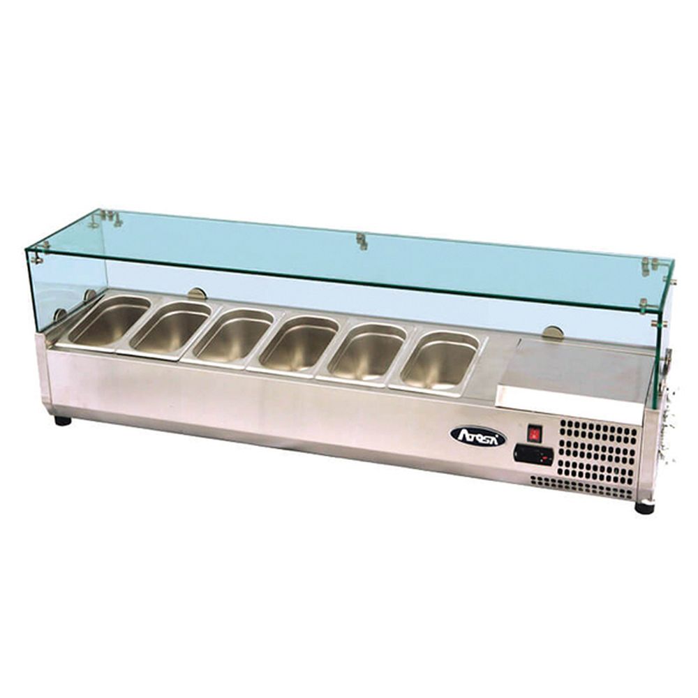 Atosa BAC GN1/3 x 6 VRX Commercial Counter Top Refrigerator - 1500/380 BTU, ESL3884 - Perfect for Restaurants, Cafes, and Food Service Businesses