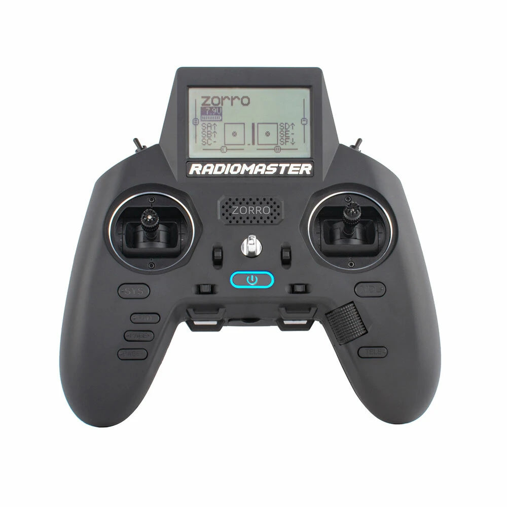 RadioMaster Zorro 2.4GHz RC Transmitter with Hall Sensor Gimbals, JP4IN1 Multi-Protocol Module, Includes Batteries (Mode 2) - Perfect for FPV Drones, RC Planes, and Helicopters