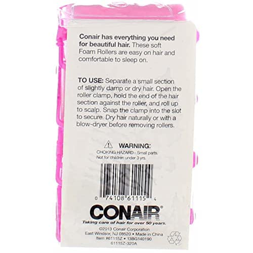 Conair Styling Essentials Extra Large Foam Rollers 61115N for Salon-Quality Curls & Waves at Home | Perfect for DIY Hairstyling & Volume