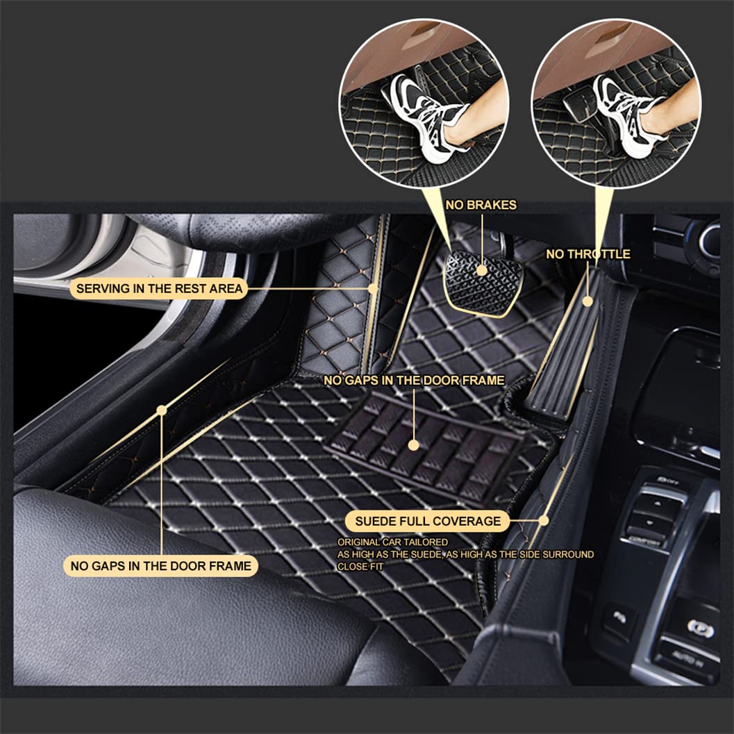 Premium Custom Car Floor Mats for Toyota CHR 2016-2019 - Luxury Leather, Waterproof & Anti-Slip Full Coverage Front & Rear Set (Black/Beige) | Perfect for All-Weather Protection & Interior Style Enhancement