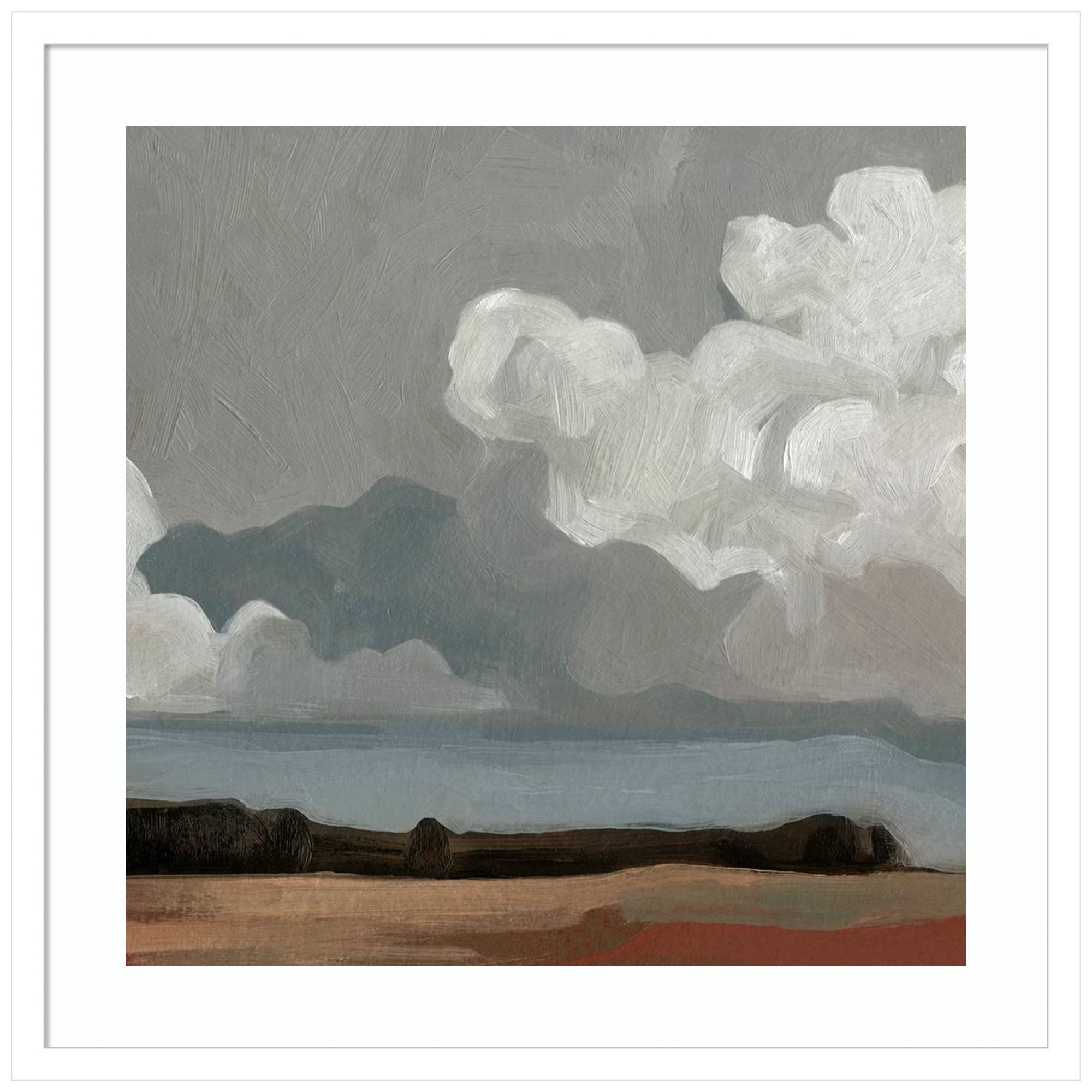 Emma Scarvey Cloud Formation II Wood Framed Wall Art Print - 25x25 Inches, Svelte White Frame - Modern Home & Office Decor for Living Room, Bedroom, or Workspace