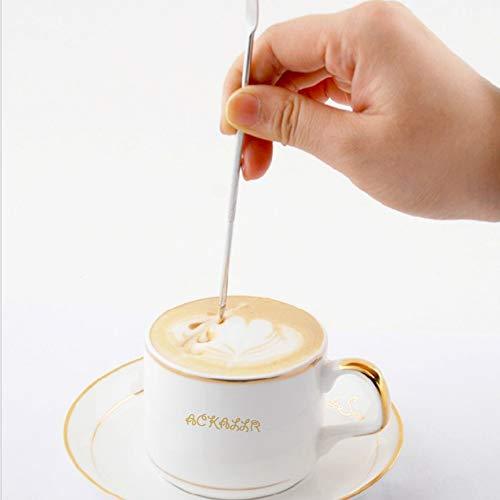 ACKLLR 36 Pcs Coffee Art Maker Set - 32 Coffee Decorating Stencils, 2 Latte Pens & 2 Spiral Mixing Spoon Forks for Barista, Espresso, Mousse Cake & Birthday Party Decorations | Perfect for Home Cafes & Professional Coffee Shops
