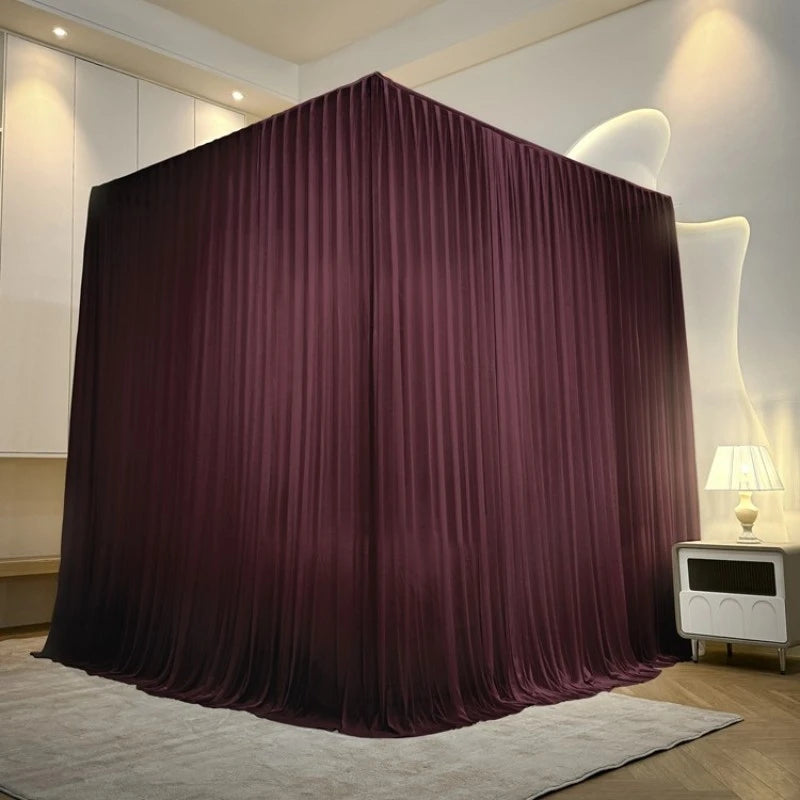 Luxury Silky Semi-Sheer Canopy Bed Curtain - Elegant Sheer Fabric for Romantic Bedroom Decor, Wedding, Nursery & Boho Chic Home Decor