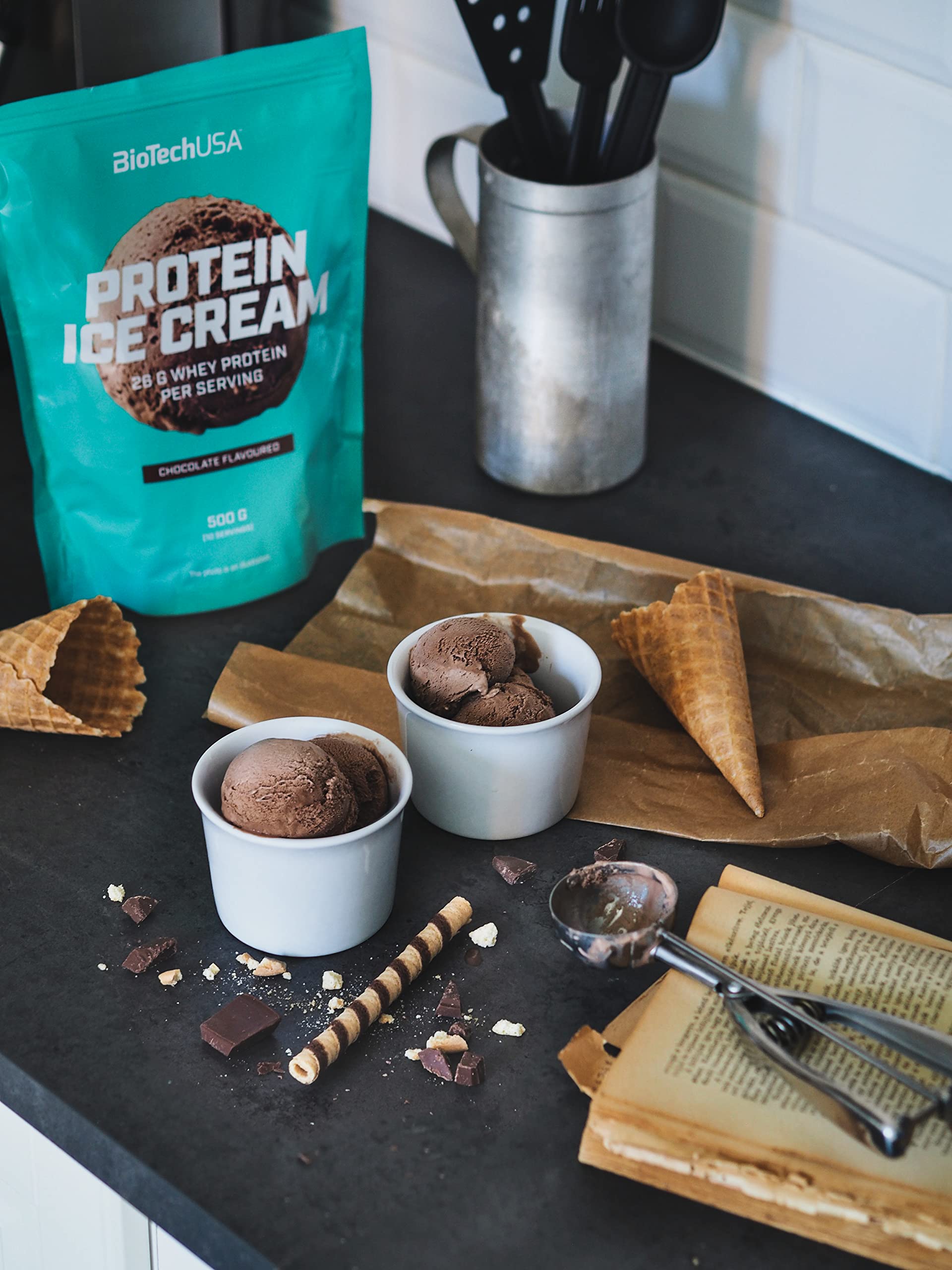 BioTechUSA Protein Ice Cream - Chocolate Flavor, 500g | High Protein, Low Carb Dessert for Fitness & Weight Loss | Perfect Post-Workout Snack or Healthy Treat