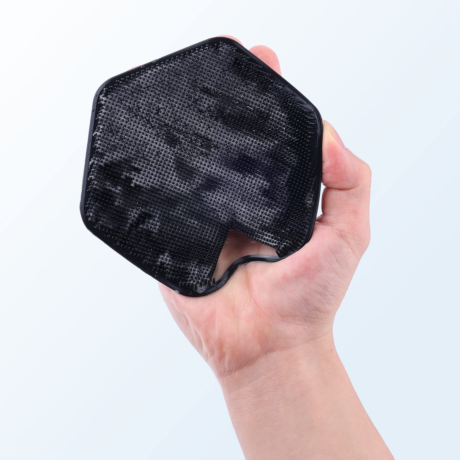 Soft Silicone Body Scrubber - Exfoliating Massage Pad for Shower & Deep Skin Cleaning (Black) - Wall Mountable for Easy Use