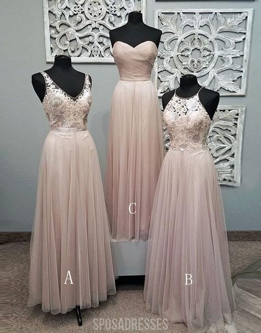 Custom Mismatched Pale Blush Pink Lace Bridesmaid Dresses - BD121 | Elegant Wedding Party Attire for Bridesmaids, Formal Events & Special Occasions