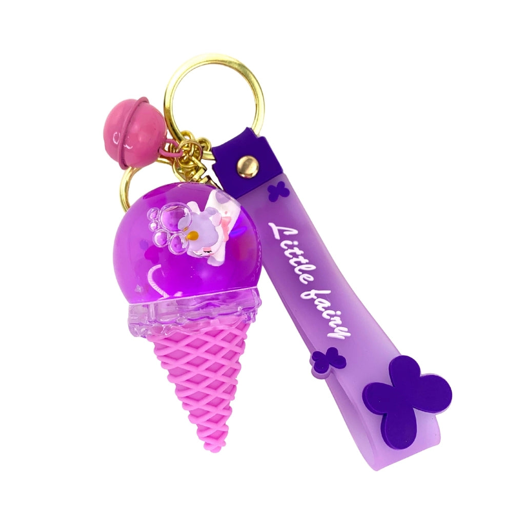 Unicorn Ice Cream Dome Keychain - Cute Lilac Purple Keyring for Girls, Women - Perfect for Backpacks, Purses, Gifts & Party Favors