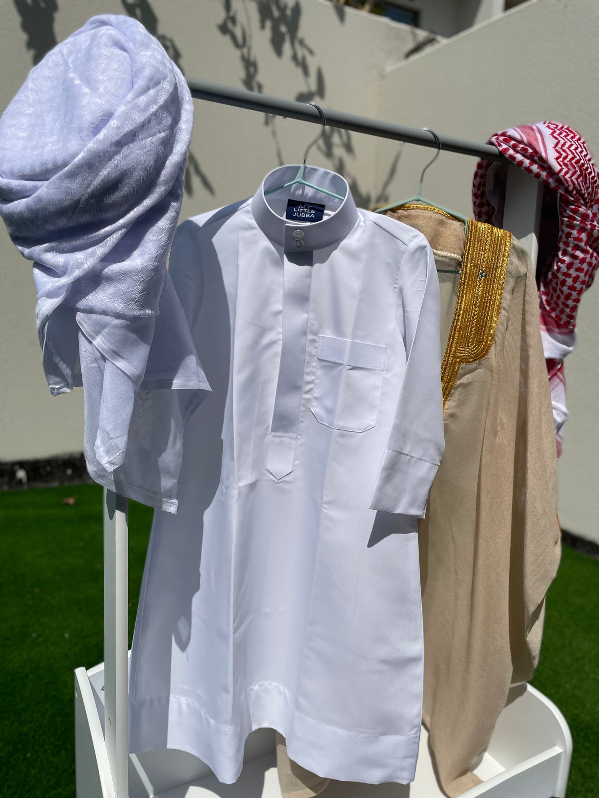 Premium Baby Boy Thobe Gift Set - Beige Bisht for 0-12 Months | 4-Piece Outfit for Newborns, Eid, Baptism & Special Occasions