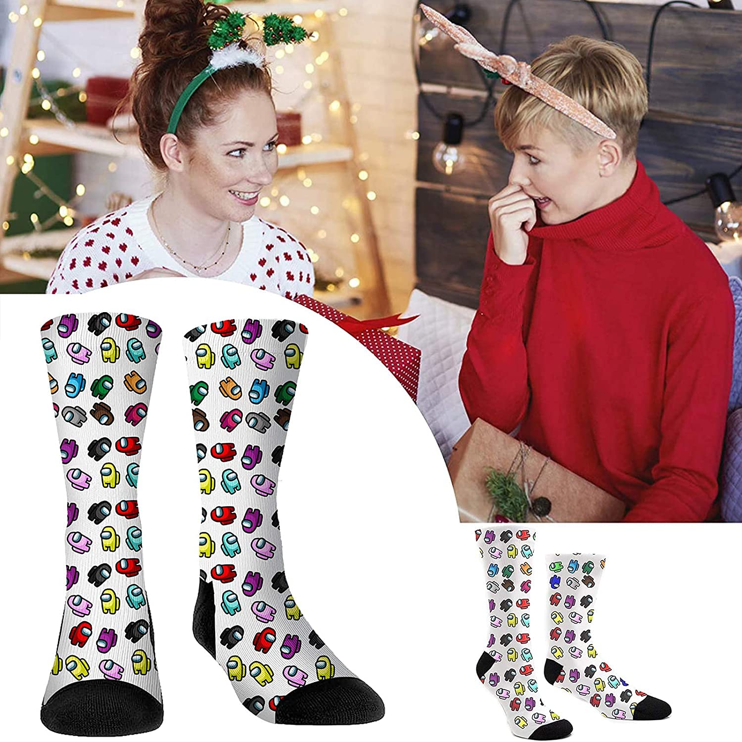 Games Novelty Cotton Comfortable Black Stockings for Men, Women & Kids - Perfect for Casual Wear, Sports & Home Relaxation