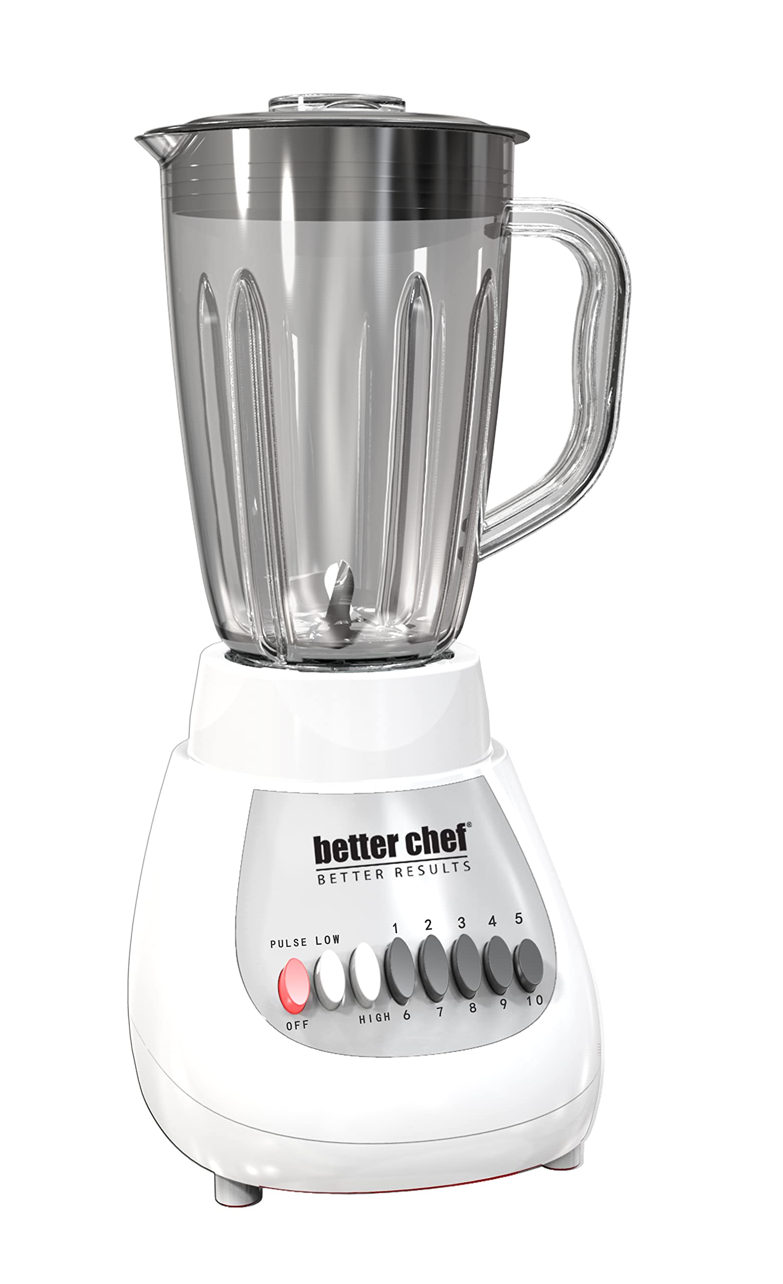 Better Chef Classic 10-Speed Blender with 5-Cup Glass Jar - White | Powerful Smoothie Maker for Kitchen, Shakes, Baby Food & Meal Prep | Perfect for Home, Office & Restaurant Use