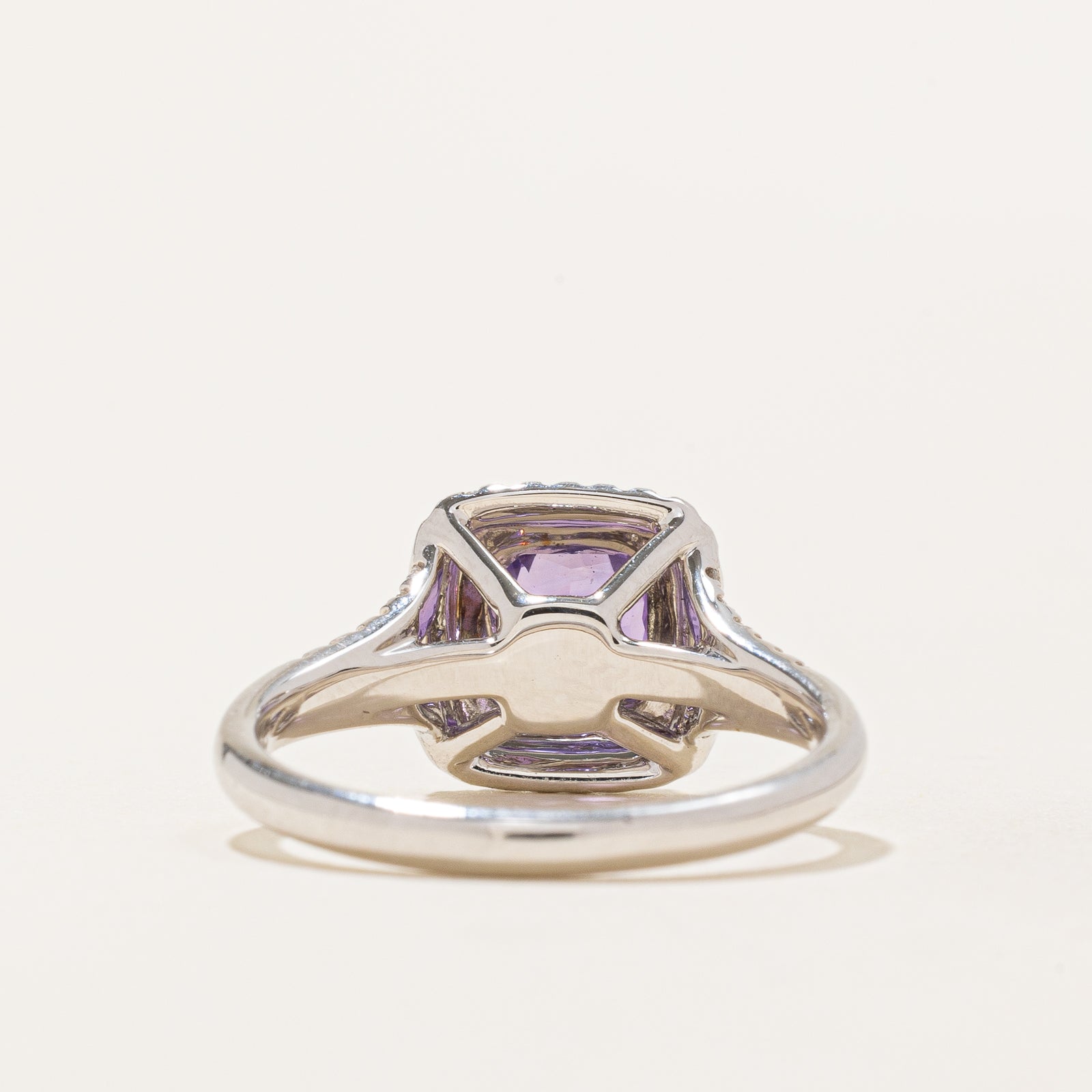 Natural Unheated Violet Sapphire and Diamond Halo Engagement Ring - 1.01ct Sapphire & 0.34ctw Diamonds - Size 6.25 - Perfect for Wedding, Proposal & Anniversary Gifts