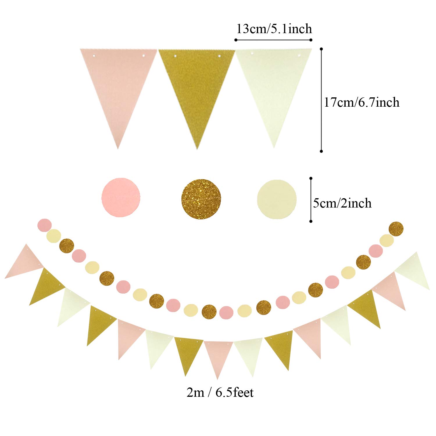 ZERODECO 12-Pack Pink Party Hanging Paper Fans Set with Confetti Balloons, Folding Fans, Pompoms & Triangle Bunting Flags - Wedding, Birthday, Baby Shower Decorations & Photo Backdrop Supplies for Indoor/Outdoor Celebrations