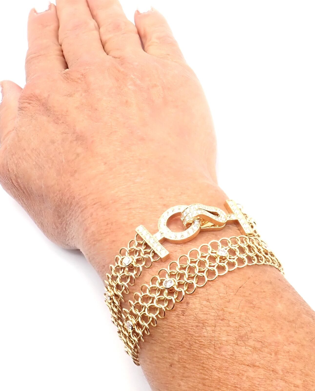 Authentic Cartier Agrafe 18k Rose Gold Diamond Link Bracelet - Size 17 - Luxury Jewelry Gift for Women - Perfect for Anniversaries, Weddings & Special Occasions