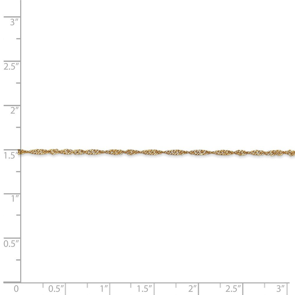 14K Solid Gold 1.4mm Singapore Chain Anklet for Women - Dainty Ankle Bracelet for Everyday Wear, Beach Vacation & Special Occasions