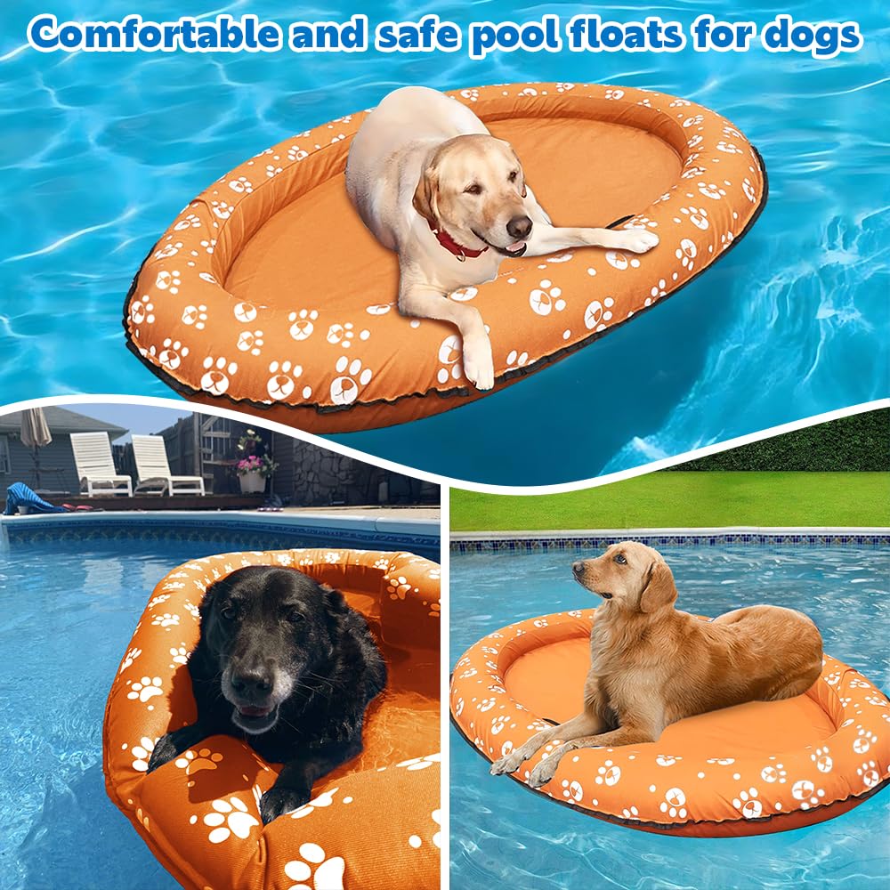 **Durable Puncture-Proof Inflatable Dog Pool Float for Small, Medium & Large Dogs - Orange - Perfect for Swimming, Beach & Summer Fun**