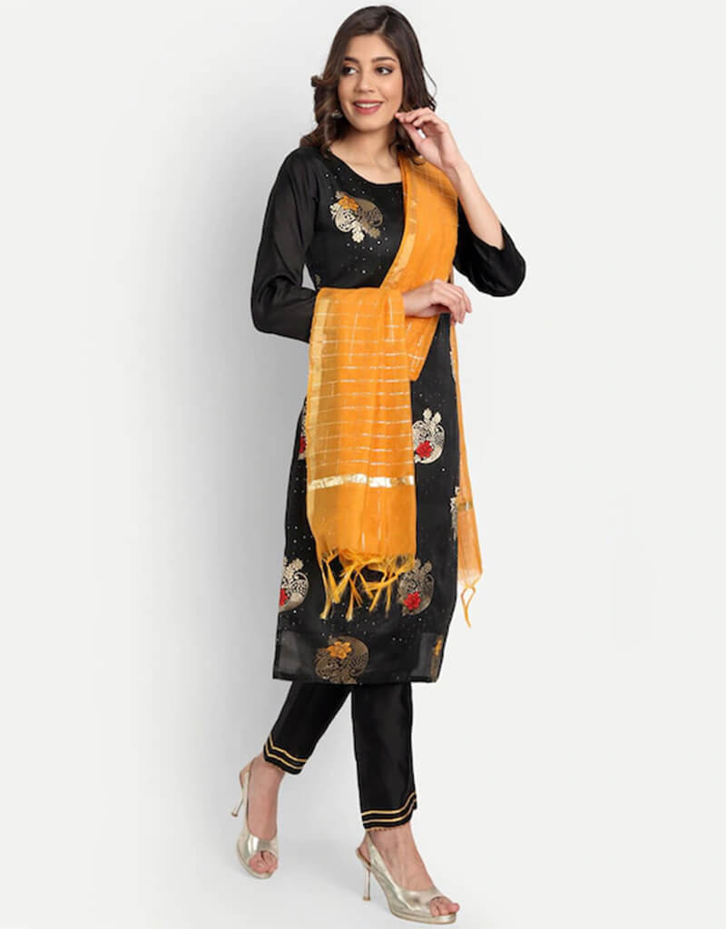 Black Heavy Silk Pant Salwar Suit for Women - Elegant Traditional Indian Outfit for Weddings, Festivals & Special Occasions