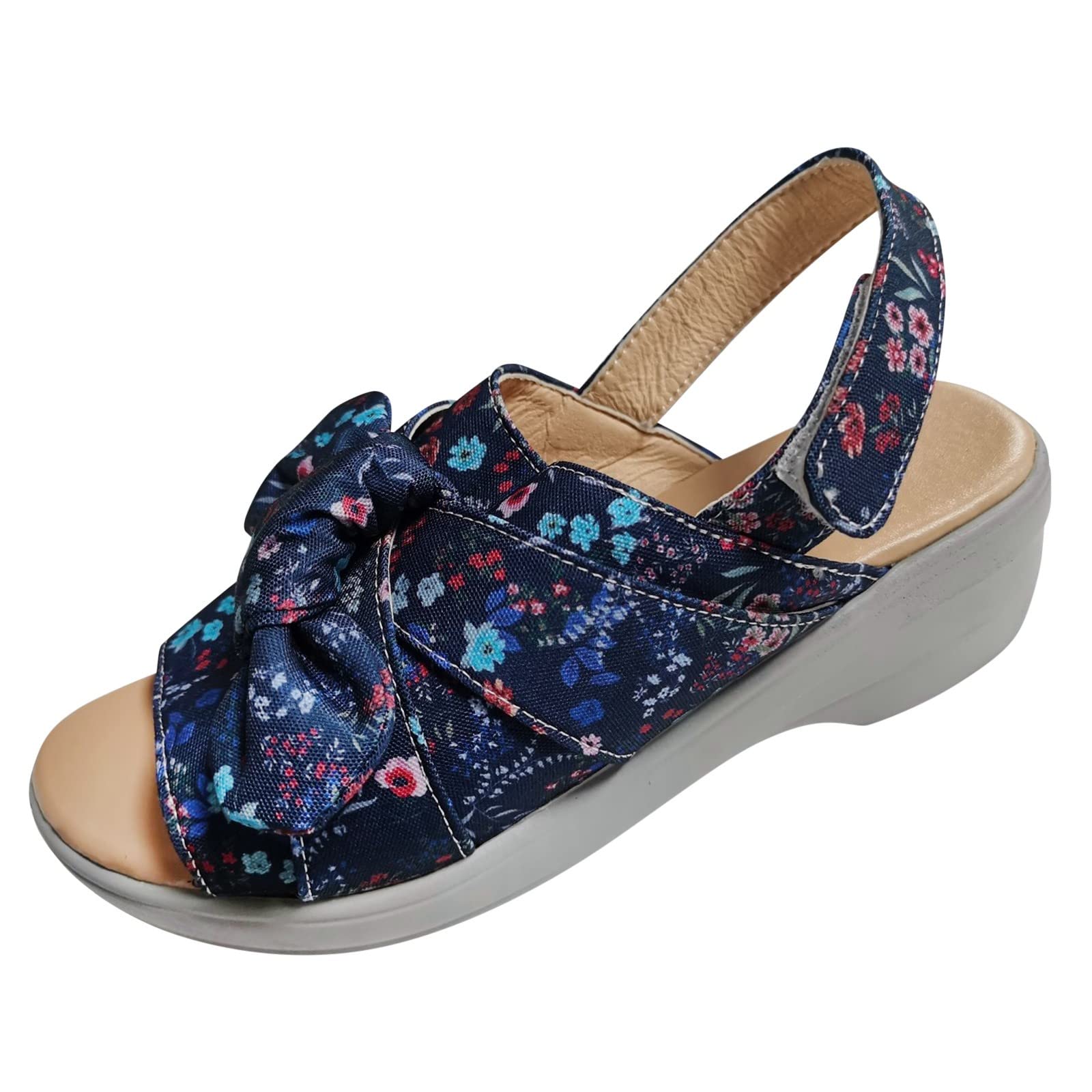 Women's Open Toe Roman Knot Sandals - Comfortable Beach Wedge Shoes for Summer, Clear Flat Sandals for Casual Outings & Vacation Wear