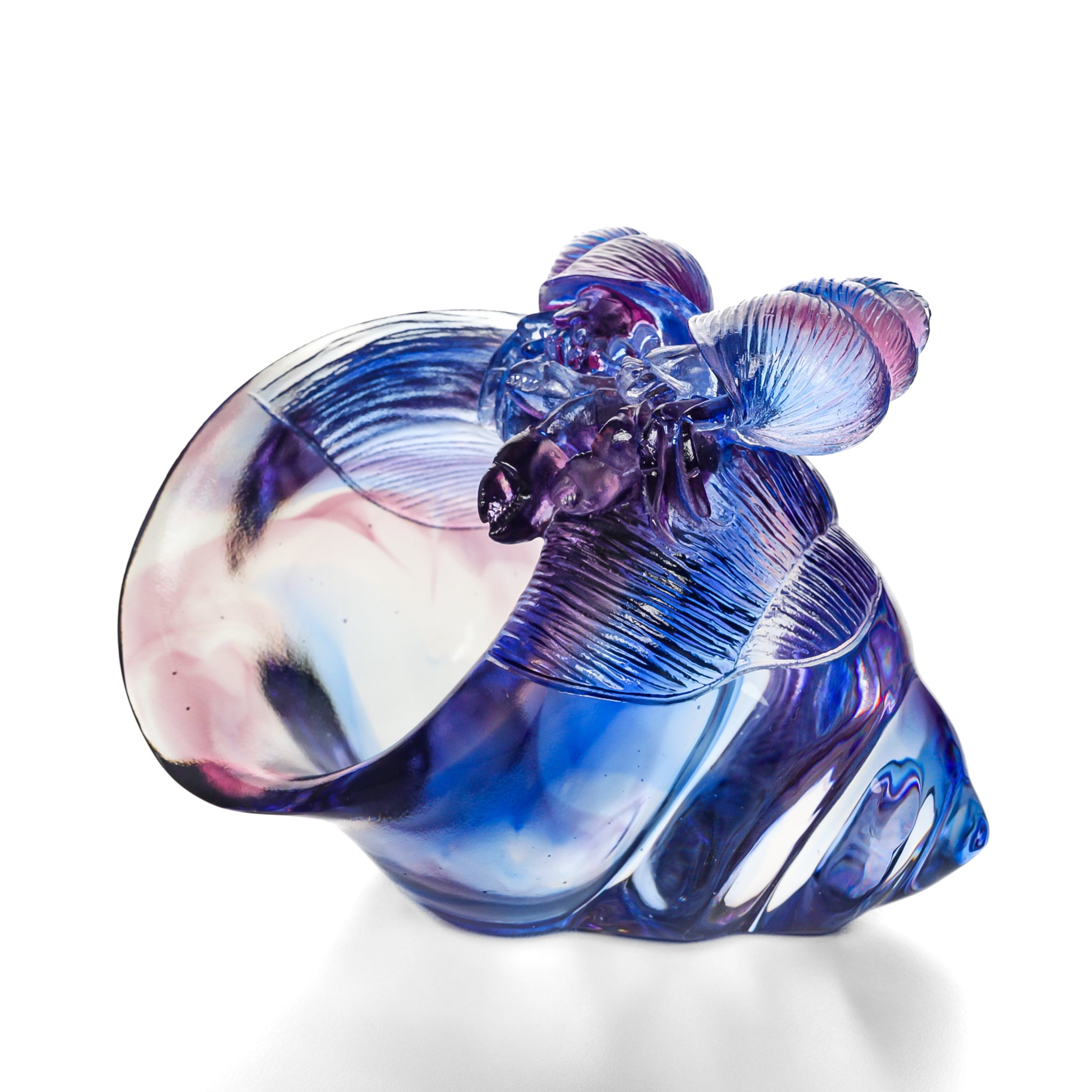 TITTOT Art Crystal Seashell with Hermit Crab Sculpture - Handmade Glass Artwork for Home Decor, Office Display & Gift Giving