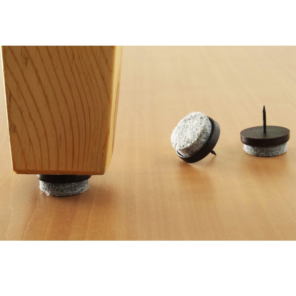 48-Piece Wood Furniture Felt Pads - Round Nail-On Sliders for Chair & Table Legs - Floor Protectors for Home & Office