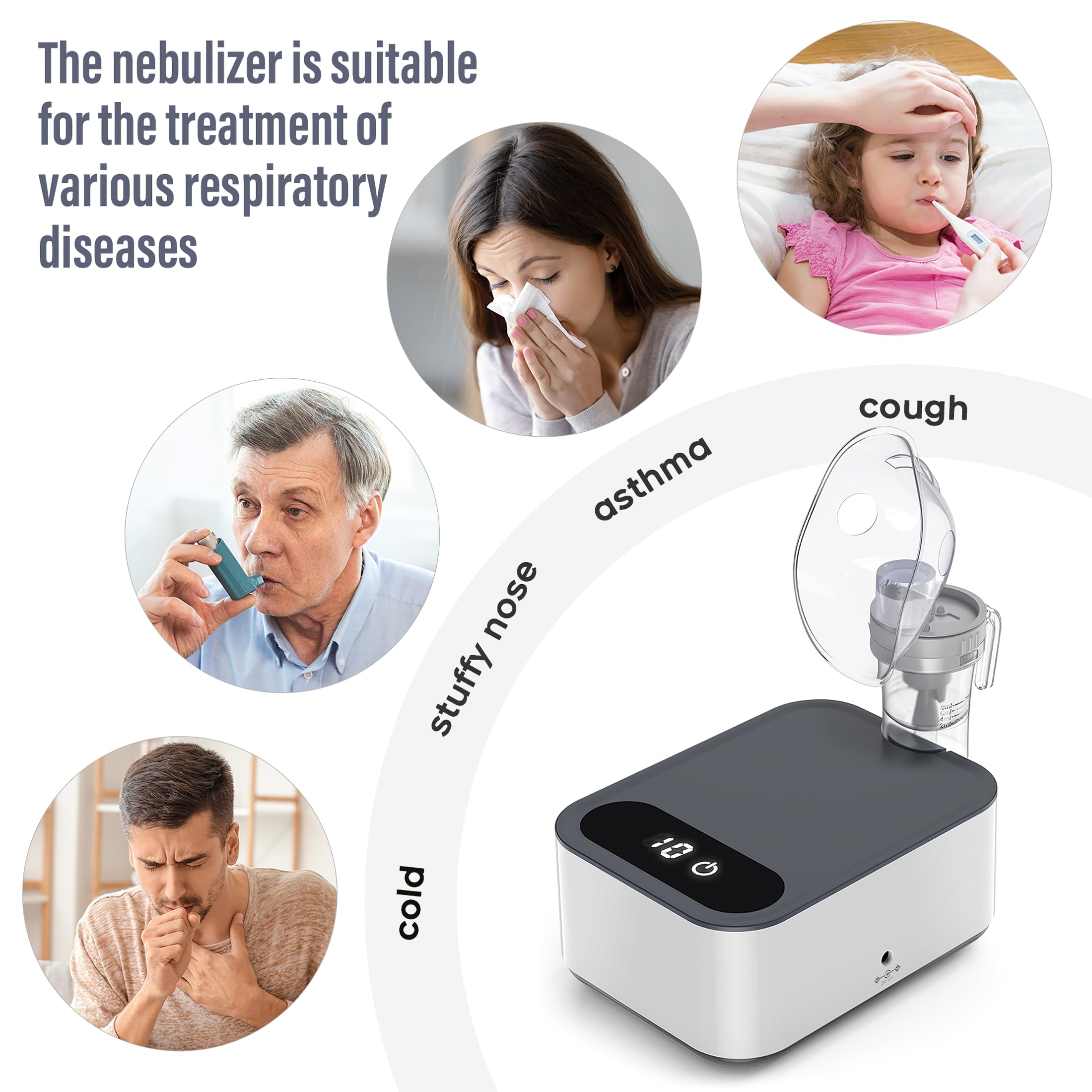 Portable Nebulizer Machine for Adults & Kids - Ochsner Connected Breathing Treatment with Mouthpiece & Mask - Perfect for Travel, Asthma, and Allergies Relief at Home or On-the-Go