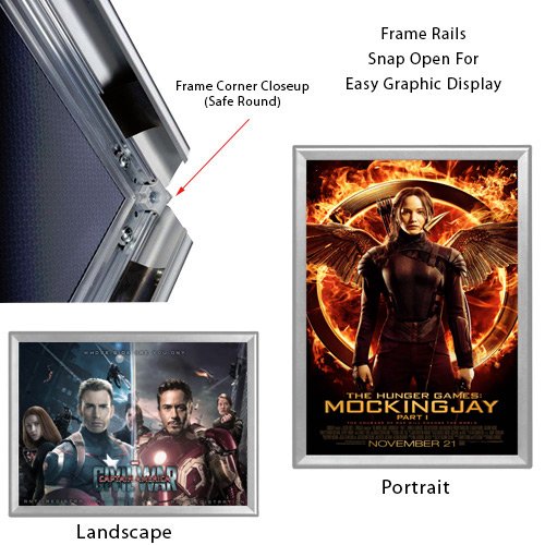 27x40 Safety Edge Corners Snap Frame Poster Sign Frames 1 1/4