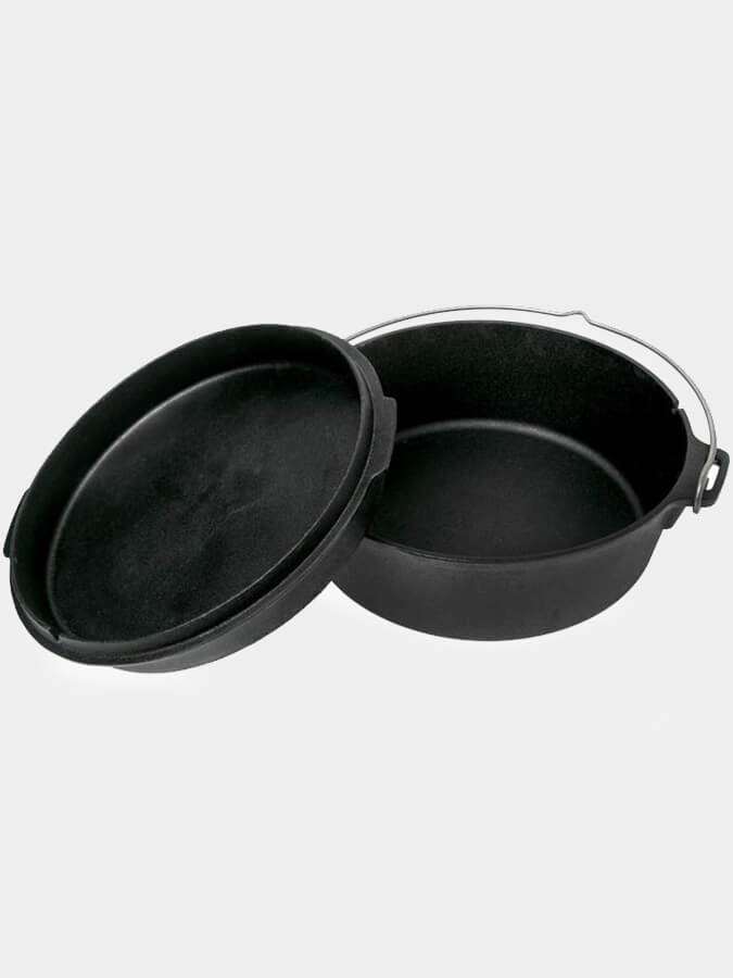 Petromax Dutch Oven Cast Iron Cookware - 6 Quart Enameled Camping & Outdoor Cooking Pot for Baking, Stewing & Braising - Perfect for Campfires, Backpacking & Home Kitchen Use