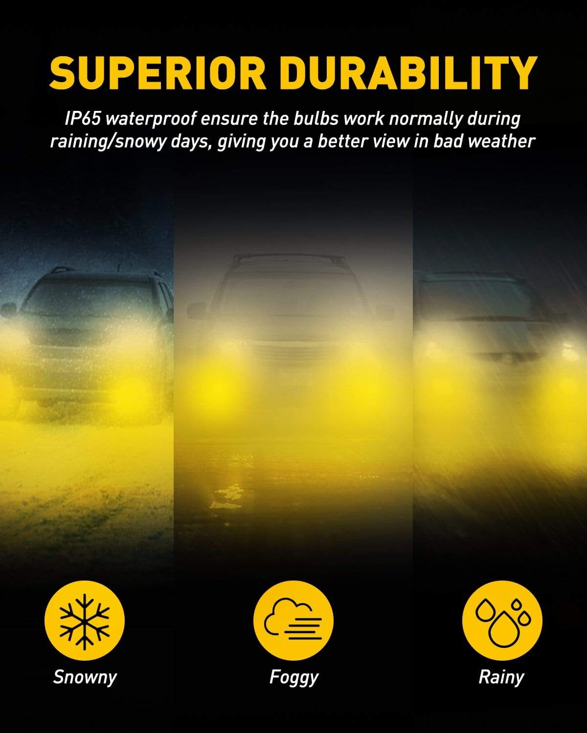 9145 LED Bulb 9140/H10 LED Fog Light Bulb - 3000K Golden Yellow, High Brightness CSP LED Chips for Cars, Trucks, SUVs - Perfect for Foggy, Rainy & Low Visibility Conditions