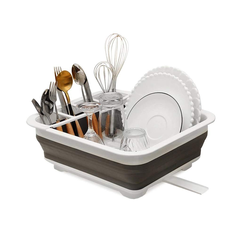 Foldable Dish Rack - Space Saving Kitchen Organizer with Drainer for Plates, Bowls & Utensils | Portable Drying Rack for Countertop | Perfect for Small Kitchens, Apartments & Camping