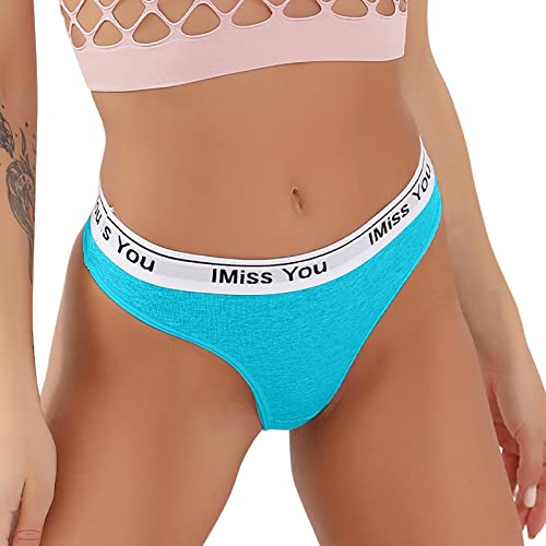 Seamless Cotton Women's Thong Underwear - Low Waist Comfortable Bikini Panties for Everyday Wear (Blue, Size L) | Perfect for Yoga, Sleep & Casual Outfits