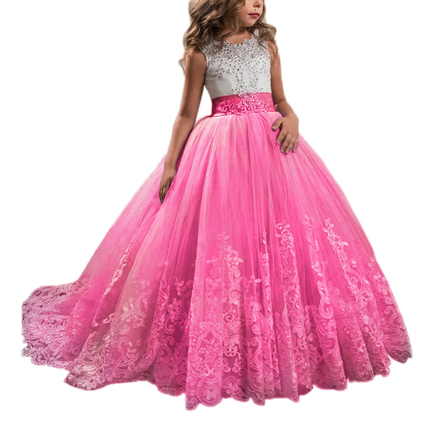 Princess Lilac Long Girls Pageant Dresses | Kids Prom Puffy Tulle Ball Gown | Formal Occasions & Special Events