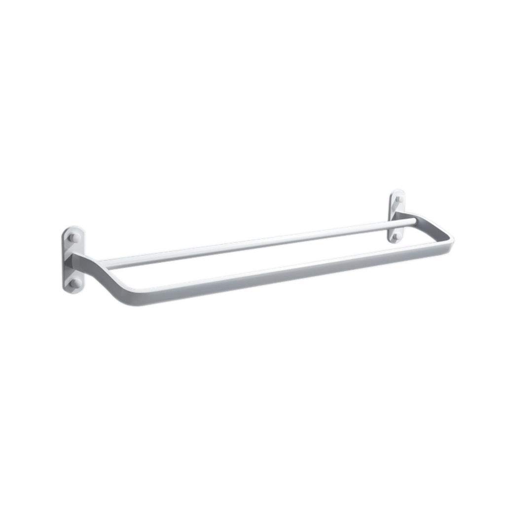 Nordic Style Aluminum Towel Rack - Double Pole Bathroom Towel Holder, 60cm White Space-Saving Design (No Drilling Required) - Perfect for Modern Bathrooms, Kitchens, and Laundry Rooms