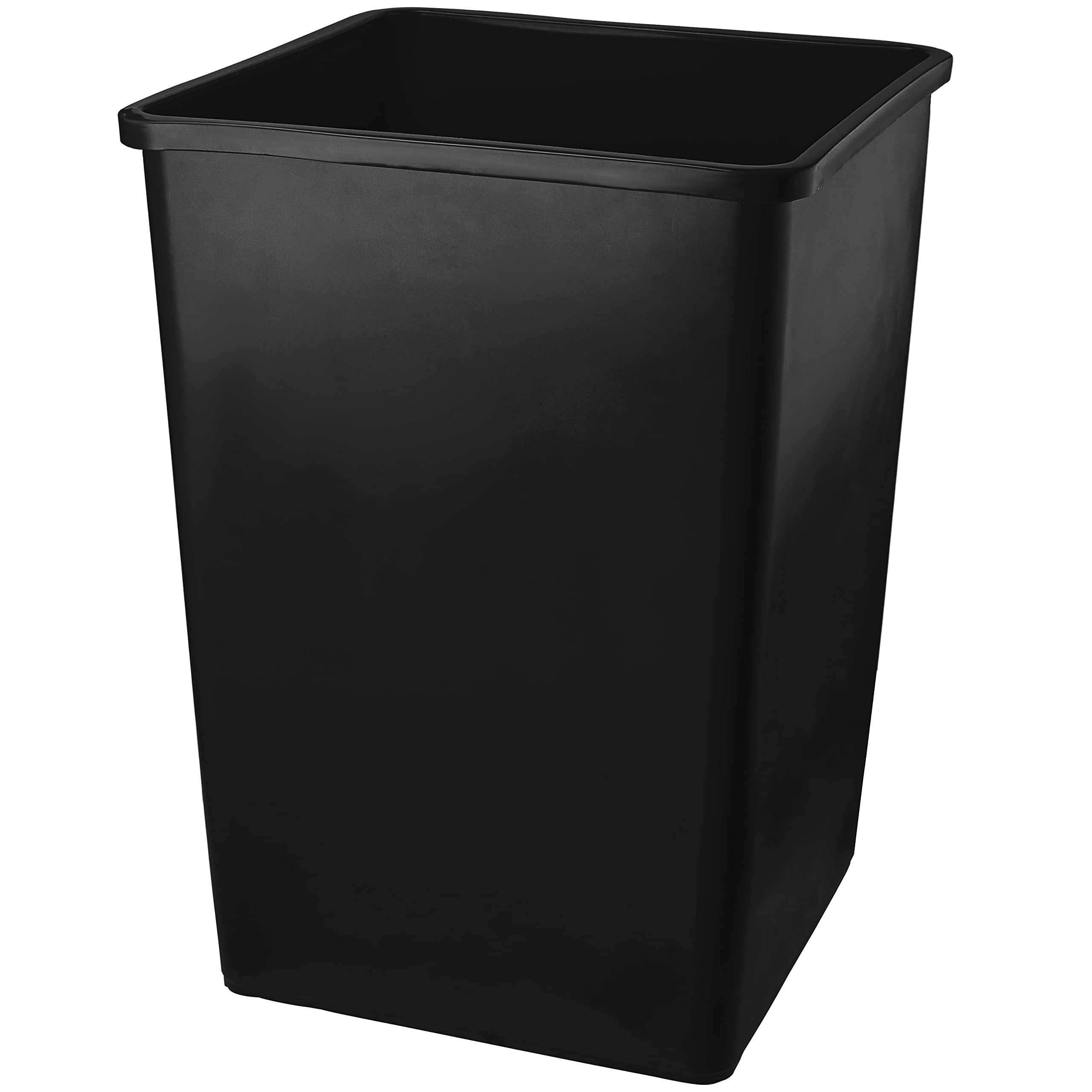 PRO&Family 140 Qt. (35 Gallon / 132 Liter) Heavy-Duty Black Square Trash Can - Kitchen Garbage Bin, Waste Basket, Recycling Container for Home, Office & Outdoor Use