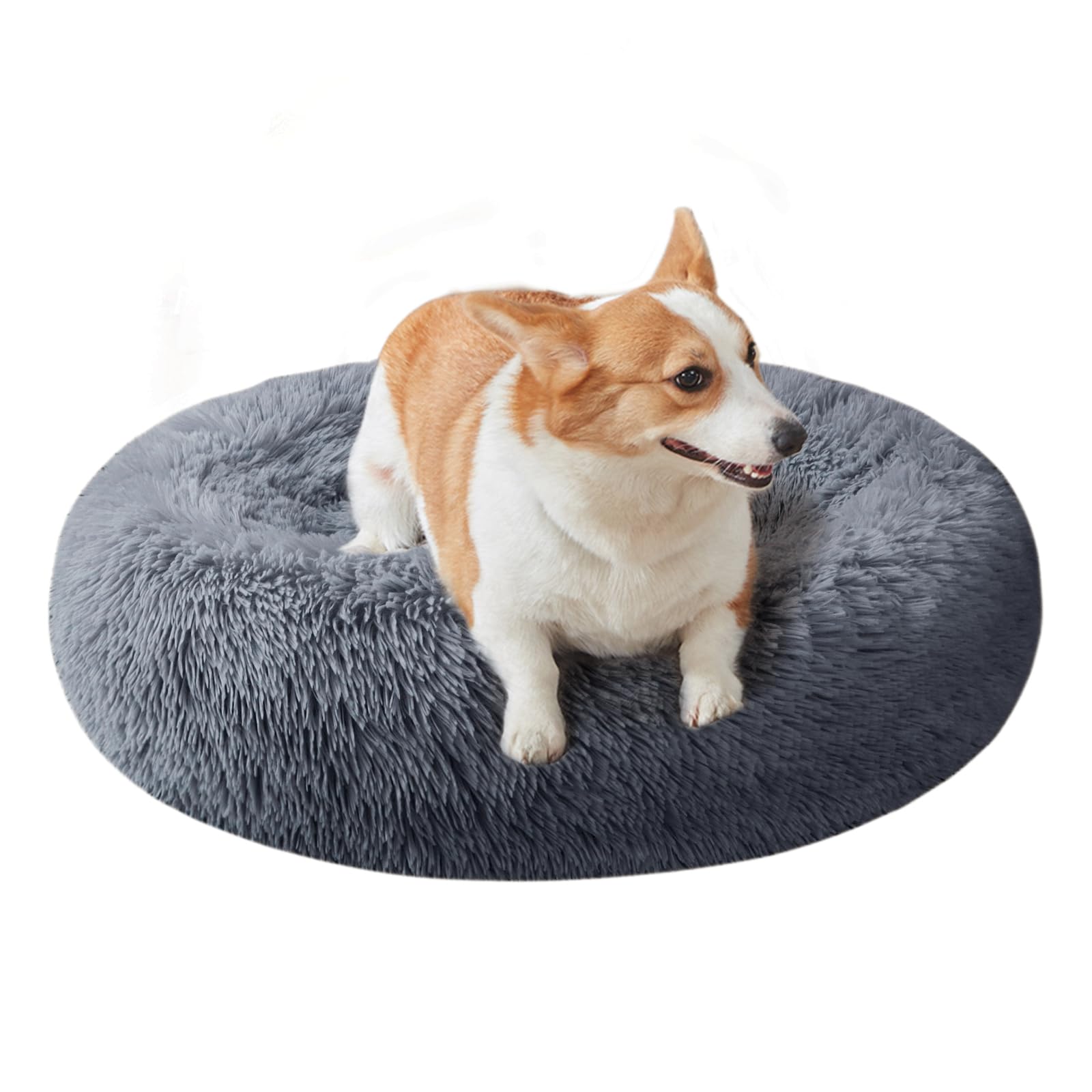 Nisrada 27 Inch Round Washable Dog Bed for Small, Medium & Large Dogs - Calming Soft Pet Bed with Non-Slip Bottom | Cozy Bed for Puppies & Kittens | Perfect for Living Room, Bedroom & Pet Travel