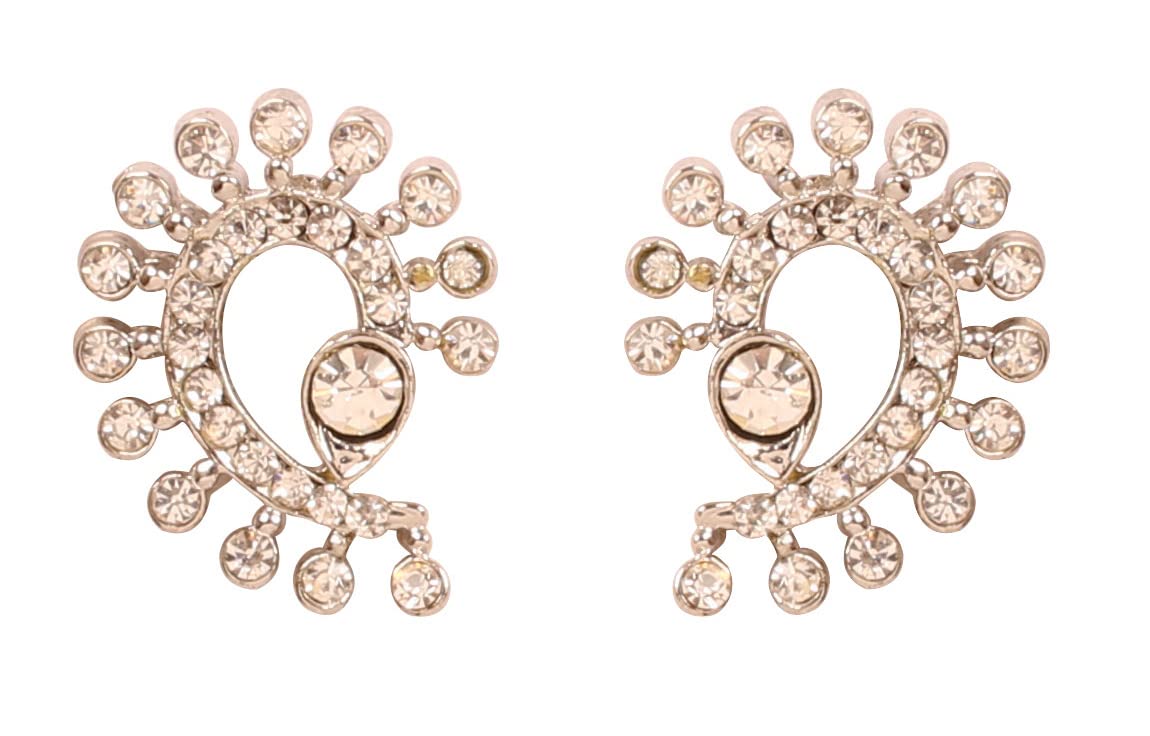 Stylish Indian Bollywood Designer Stud Earrings for Women - Gold & Silver Tone Artistic Jewelry - Perfect for Parties, Weddings & Festive Occasions