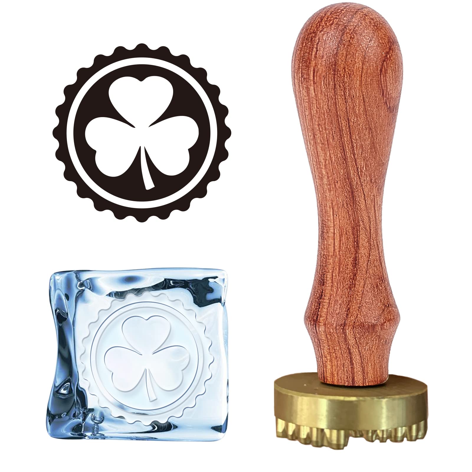 Premium CRASPIRE Ice Stamp & Wax Seal Kit - Removable Brass Head for Whiskey, Cocktails, Mojito, Bourbon - Wood Handle & Velvet Pouch - Perfect for Bar Crafting, DIY Drinks & Home Entertaining