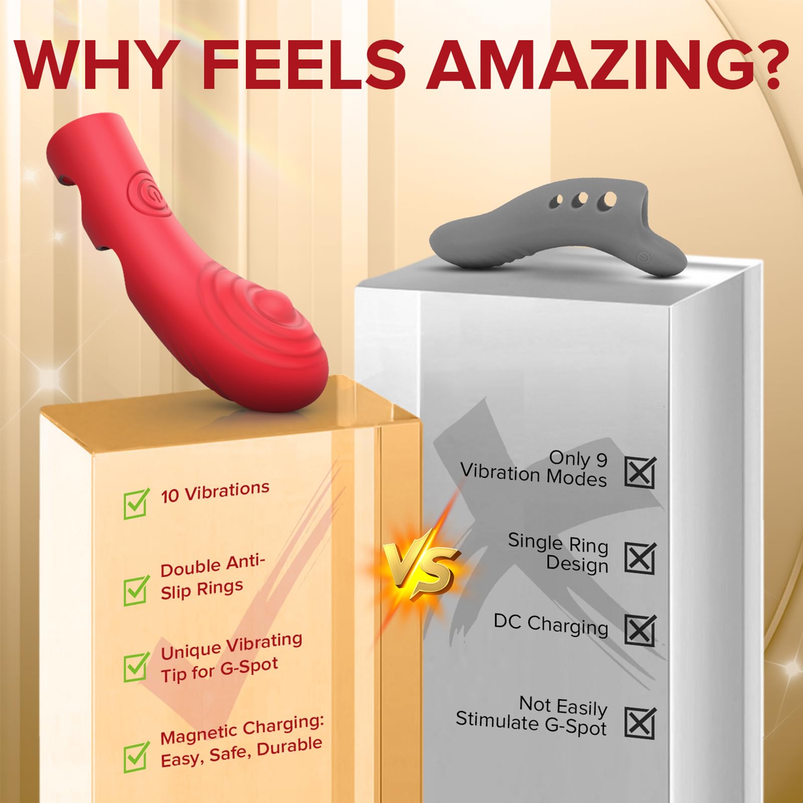 Rechargeable Mini Finger Vibrator for Women - 10 Vibration Modes & Heating G-Spot & Clitoral Stimulator, Couples Adult Sex Toy for Enhanced Pleasure | Perfect for Solo Play, Partner Intimacy & Sensual Exploration