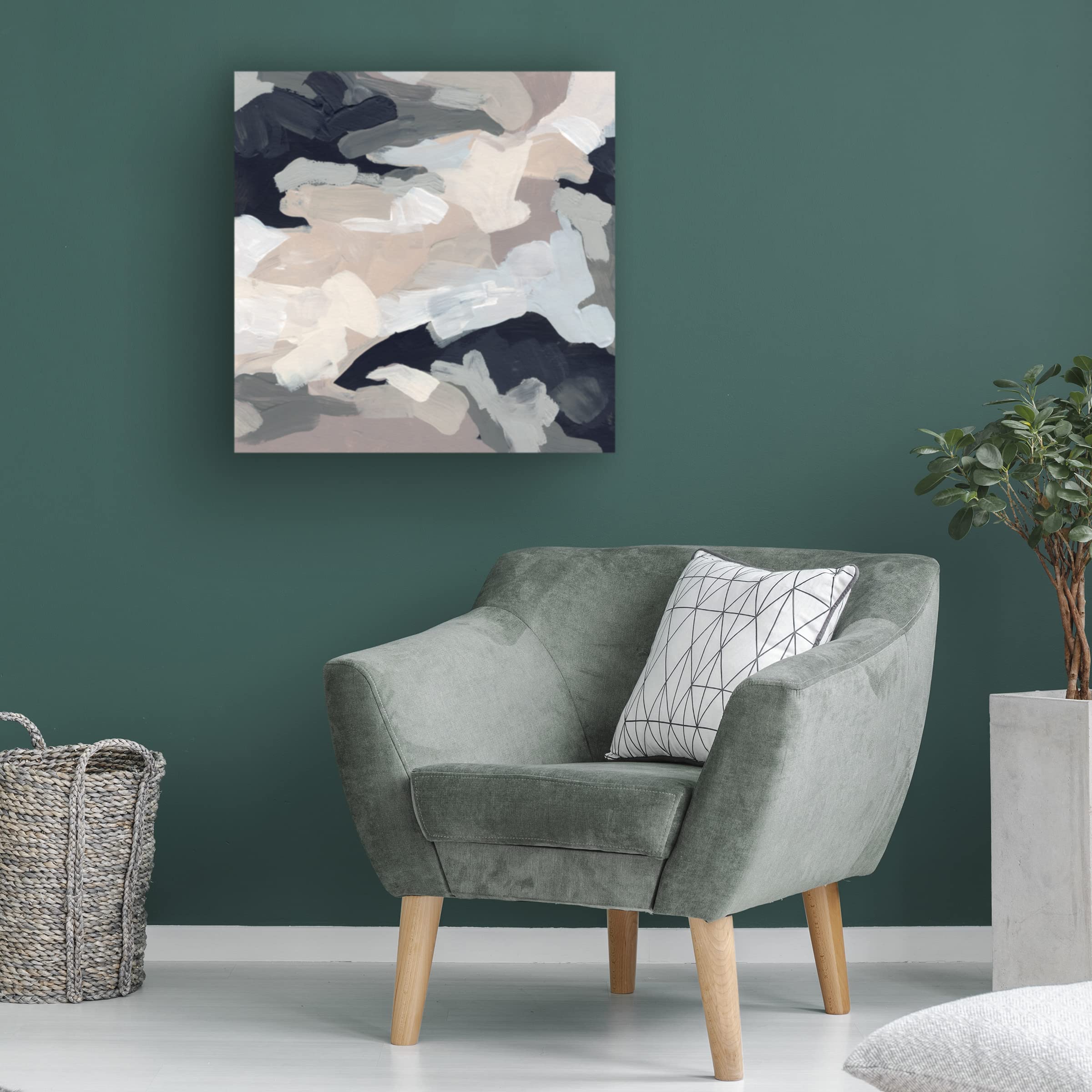 June Erica Vess 'Monochrome Currents I' Abstract Canvas Wall Art - Modern Home & Office Decor for Living Room, Bedroom or Workspace