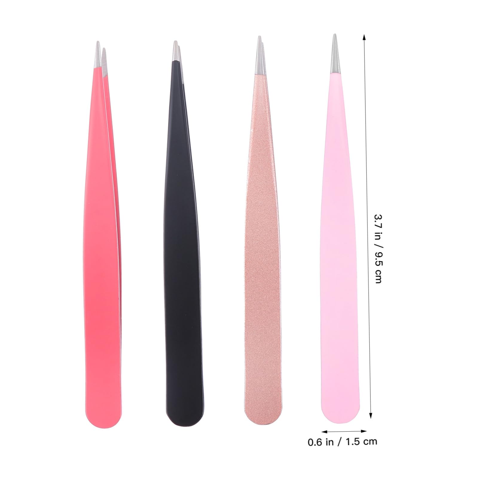 Mikinona 4-Piece Stainless Steel Eyebrow Tweezers Set - Pointed Tip, Lightweight & Portable for Precise Grooming | Perfect for Travel, Home Use, and Professional Salon Eyebrow Shaping