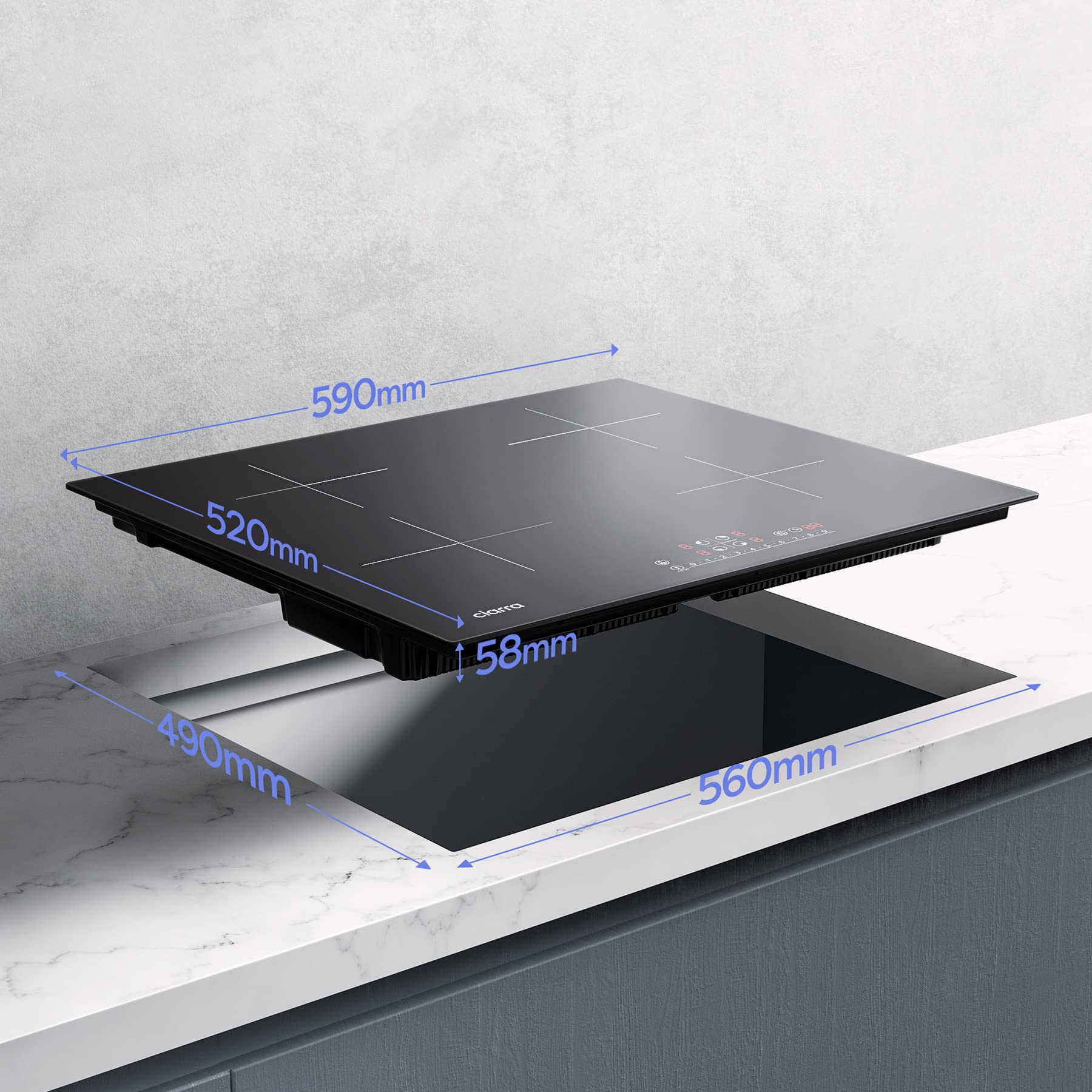 CIARRA CBBIH4B 4-Burner Induction Cooktop 7200W with Booster Function, Touch Control, Timer, Ceramic Glass, 9 Power Levels, Child Safety Lock - Perfect for Home Kitchens, Restaurants & Outdoor Cooking