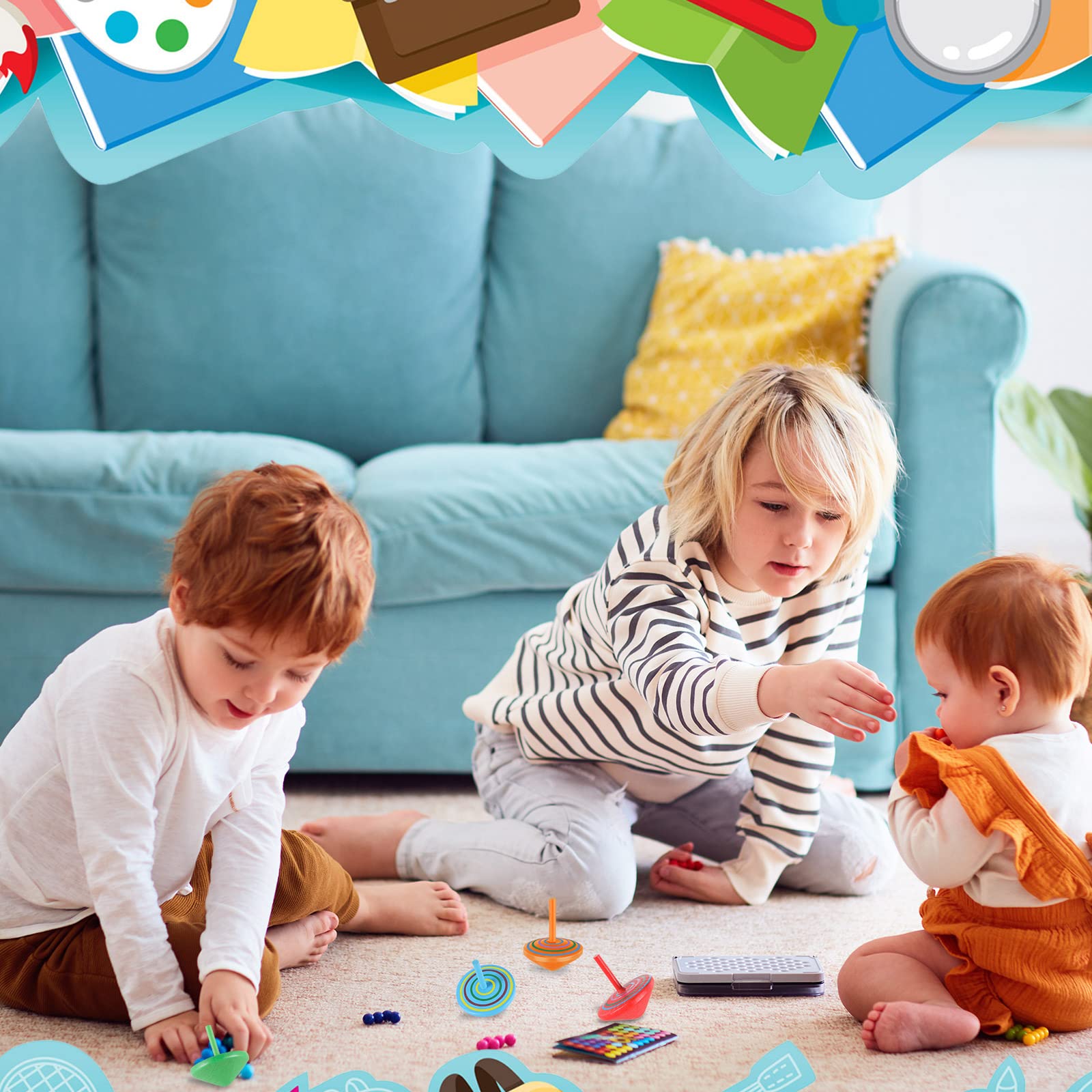 Colorful Wooden Spinning Tops for Kids - Educational Toys & Party Favors for Birthday Gifts