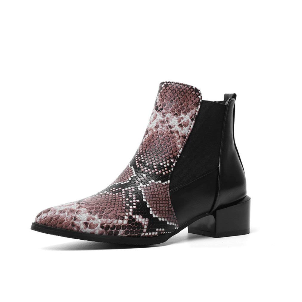 CYBLING Women's Chunky Heel Chelsea Boots - Pointed Toe Ankle Booties with Elastic for Casual & Work Wear | Perfect for Office, Outfits & Fall Fashion