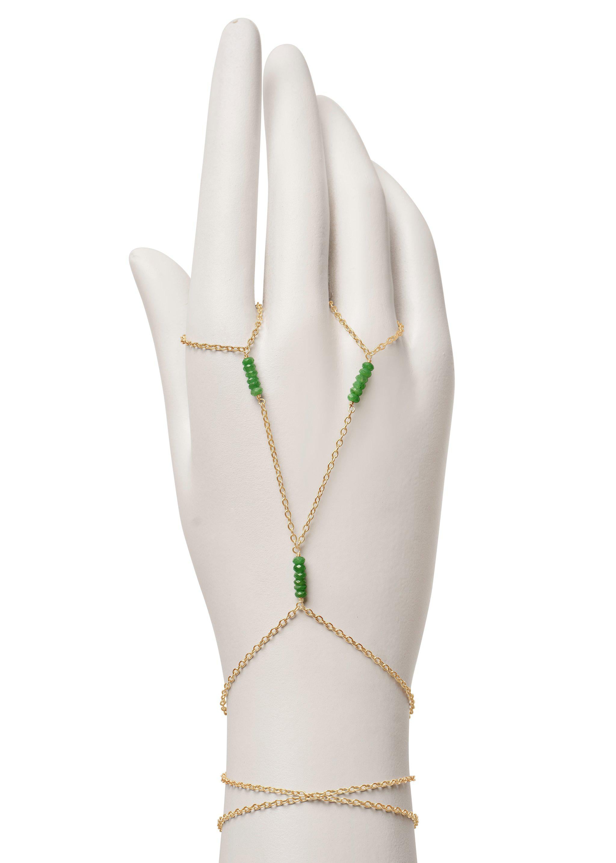 Double Simplicity Gemstone Hand Chain Bracelet - Elegant Beaded Wrist Jewelry for Women, Boho Chic Accessory for Parties, Weddings & Everyday Wear